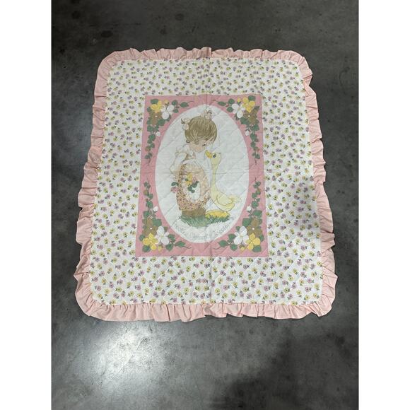 Precious Moments, Baby Blanket, Girl with Goose, 39x46, Nursery, ~ 250827-WH 659 - Picture 1 of 4
